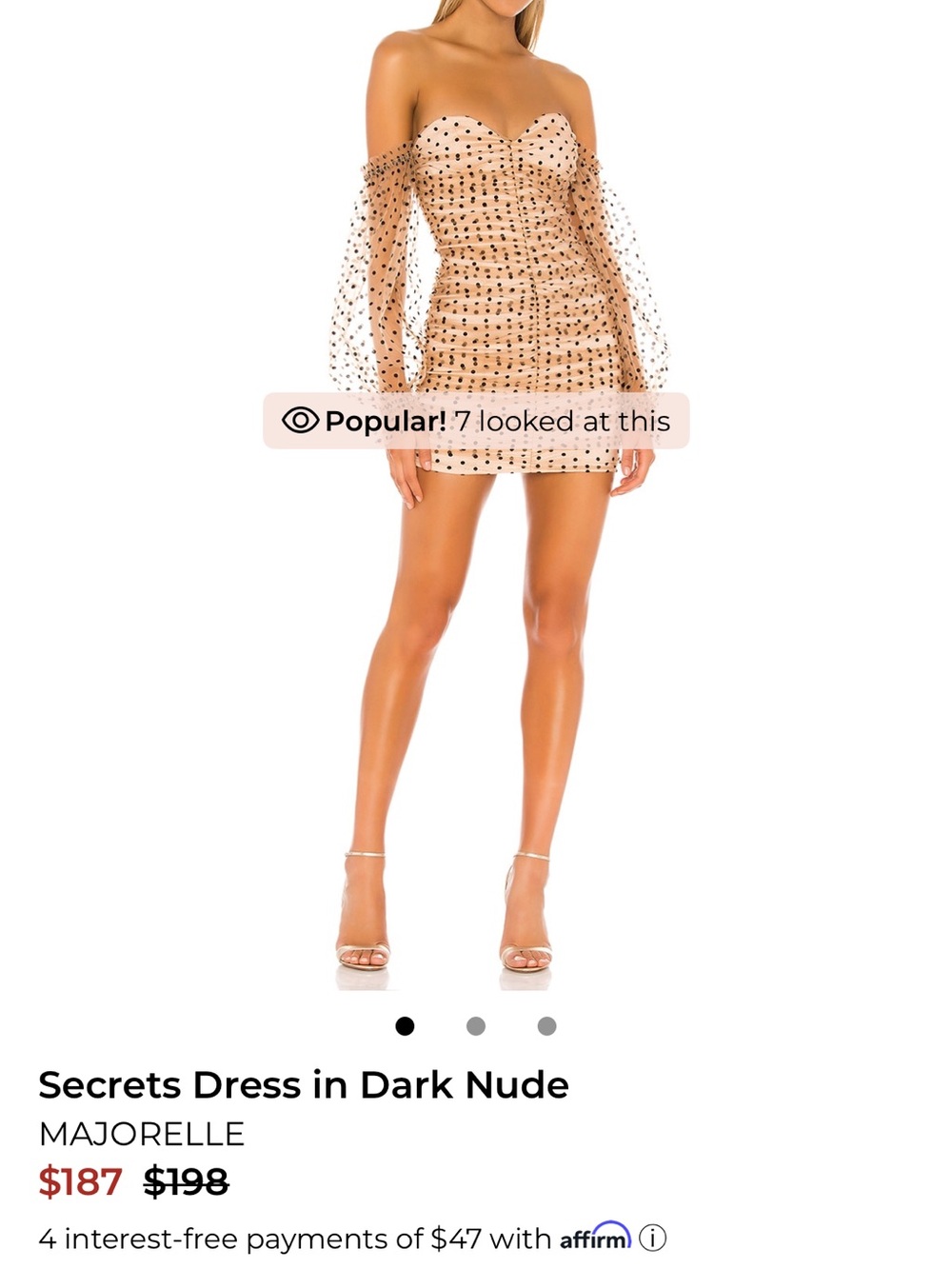 MAJORELLE Blush Polka Dot Sheer Puff Sleeve Top